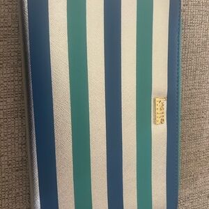 Kate Landry Blue and Teal Striped Clutch
